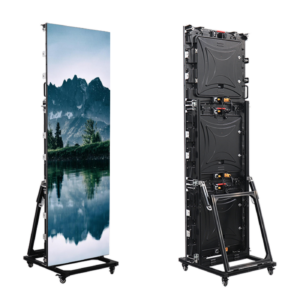 Portable Triple-Foldable GOB LED Poster Display P3.076 LED Poster Mirror LED Screen Indoor Multi-functional Movable Advertising Poster LED Display Screen