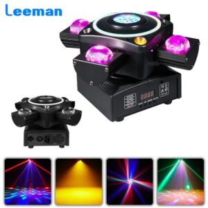LED 4X10W RGBW 4 Moving Head Beam Light DMX512 Controlled With Ring RG Laser Strobe Effect Disco Music Dance Bar Party Light