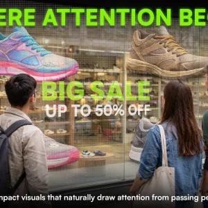 Leeman Outdoor Self-Adhesive LED Flexible Transparent Film Screen | P10 Transparent LED Film Display