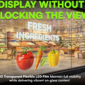 Leeman Flexible Transparent LED film screen Price | High Brightness P6 Ultra transparent Film LED screen 1000x240