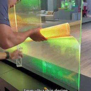 P5 transparent and flexible led film screen adhesive on glass
