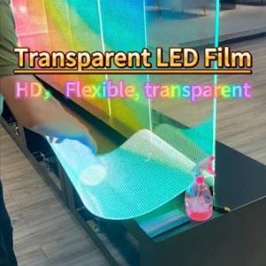 Adhesive P16 flexible led transparent film screen 3mm ultra thin
